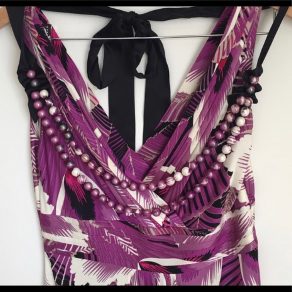 Elie Tahari purple palm print silk 'Melanie' dress - Picture 5 of 10